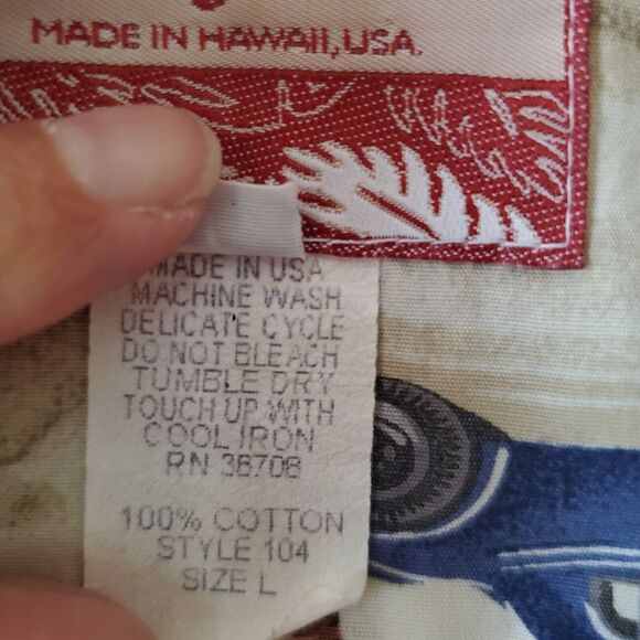 RJC Hawaiian Shirt Short Sleeve Size L Made in USA Hot Rod Cars Beach Cruise - Picture 9 of 13